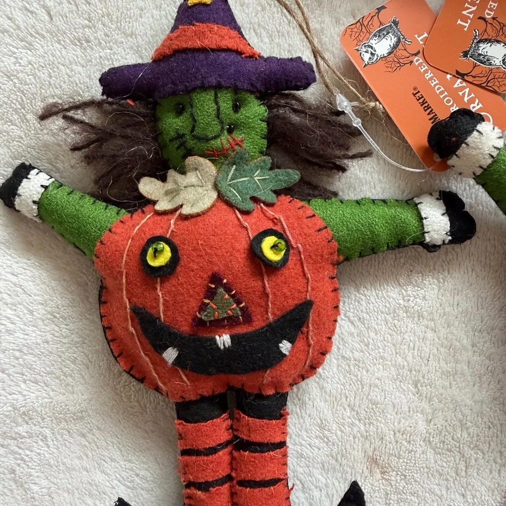 World Market Halloween Embroidered Ornament Set of 6 - Picture 2 of 7
